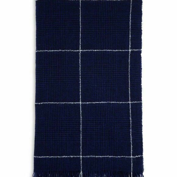 Paolo Mariani Royal Blue White Plaid Wool Cashmere Blend Scarf NWT - Picture 1 of 5